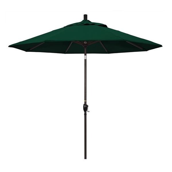 California Umbrella California Umbrella GSPT908117-F08 9 ft. Aluminum Market Umbrella Push Tilt - Bronze-Olefin-Hunter Green GSPT908117-F08